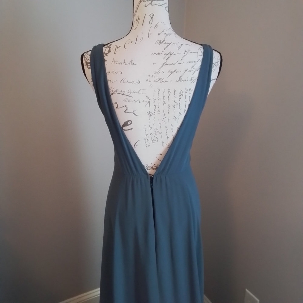 Show Me Your MuMu Jenn Maxi Dress in Slate Blue Chiffon - S - Picture 10 of 12